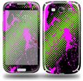 Halftone Splatter Hot Pink Green - Decal Style Skin (fits Samsung Galaxy S III S3)