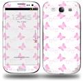 Pastel Butterflies Pink on White - Decal Style Skin (fits Samsung Galaxy S III S3)