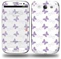 Pastel Butterflies Purple on White - Decal Style Skin (fits Samsung Galaxy S III S3)