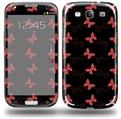 Pastel Butterflies Red on Black - Decal Style Skin (fits Samsung Galaxy S III S3)