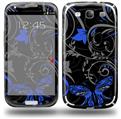 Twisted Garden Gray and Blue - Decal Style Skin (fits Samsung Galaxy S III S3)