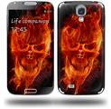 Flaming Fire Skull Orange - Decal Style Skin (fits Samsung Galaxy S IV S4)