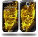 Flaming Fire Skull Yellow - Decal Style Skin (fits Samsung Galaxy S IV S4)