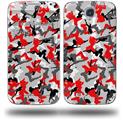 Sexy Girl Silhouette Camo Red - Decal Style Skin (fits Samsung Galaxy S IV S4)