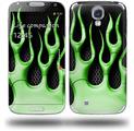 Metal Flames Green - Decal Style Skin (fits Samsung Galaxy S IV S4)