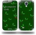 Christmas Holly Leaves on Green - Decal Style Skin (fits Samsung Galaxy S IV S4)