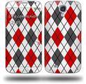 Argyle Red and Gray - Decal Style Skin (fits Samsung Galaxy S IV S4)