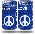 Love and Peace Blue - Decal Style Skin (fits Samsung Galaxy S IV S4)