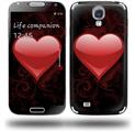 Glass Heart Grunge Red - Decal Style Skin (fits Samsung Galaxy S IV S4)