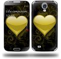 Glass Heart Grunge Yellow - Decal Style Skin (fits Samsung Galaxy S IV S4)
