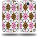 Argyle Pink and Brown - Decal Style Skin (fits Samsung Galaxy S IV S4)