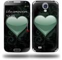 Glass Heart Grunge Seafoam Green - Decal Style Skin (fits Samsung Galaxy S IV S4)