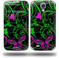 Twisted Garden Green and Hot Pink - Decal Style Skin (fits Samsung Galaxy S IV S4)