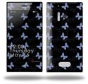 Pastel Butterflies Blue on Black - Decal Style Skin (fits Nokia Lumia 928)
