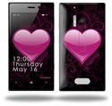 Glass Heart Grunge Hot Pink - Decal Style Skin (fits Nokia Lumia 928)