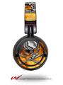 Decal style Skin Wrap for Sony MDR ZX100 Headphones Chrome Skull on Fire (HEADPHONES  NOT INCLUDED)