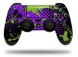 WraptorSkinz Skin compatible with Sony PS4 Dualshock Controller PlayStation 4 Original Slim and Pro Halftone Splatter Green Purple (CONTROLLER NOT INCLUDED)