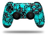 WraptorSkinz Skin compatible with Sony PS4 Dualshock Controller PlayStation 4 Original Slim and Pro Scattered Skulls Neon Teal (CONTROLLER NOT INCLUDED)