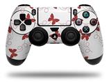 WraptorSkinz Skin compatible with Sony PS4 Dualshock Controller PlayStation 4 Original Slim and Pro Pastel Butterflies Red on White (CONTROLLER NOT INCLUDED)