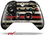 Decal Style Skin for Microsoft XBOX One Wireless Controller Painted Faded and Cracked Red Line USA American Flag - (CONTROLLER NOT INCLUDED)