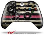 Decal Style Skin for Microsoft XBOX One Wireless Controller Painted Faded and Cracked Pink Line USA American Flag - (CONTROLLER NOT INCLUDED)