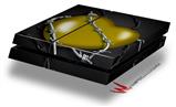 Vinyl Decal Skin Wrap compatible with Sony PlayStation 4 Original Console Barbwire Heart Yellow (PS4 NOT INCLUDED)