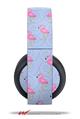 Vinyl Decal Skin Wrap compatible with Original Sony PlayStation 4 Gold Wireless Headphones Flamingos on Blue (PS4 HEADPHONES NOT INCLUDED)