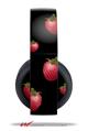 Vinyl Decal Skin Wrap compatible with Original Sony PlayStation 4 Gold Wireless Headphones Strawberries on Black (PS4 HEADPHONES NOT INCLUDED)