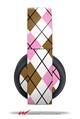 Vinyl Decal Skin Wrap compatible with Original Sony PlayStation 4 Gold Wireless Headphones Argyle Pink and Brown (PS4 HEADPHONES NOT INCLUDED)