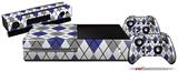 Argyle Blue and Gray - Holiday Bundle Decal Style Skin fits XBOX One Console Original, Kinect and 2 Controllers (XBOX SYSTEM NOT INCLUDED)