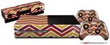 Zig Zag Yellow Burgundy Orange - Holiday Bundle Decal Style Skin fits XBOX One Console Original, Kinect and 2 Controllers (XBOX SYSTEM NOT INCLUDED)