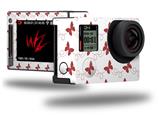 Pastel Butterflies Red on White - Decal Style Skin fits GoPro Hero 4 Silver Camera (GOPRO SOLD SEPARATELY)