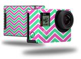 Zig Zag Teal Green and Pink - Decal Style Skin fits GoPro Hero 4 Black Camera (GOPRO SOLD SEPARATELY)