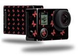 Pastel Butterflies Red on Black - Decal Style Skin fits GoPro Hero 4 Black Camera (GOPRO SOLD SEPARATELY)