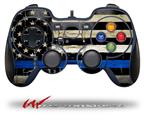 Painted Faded Cracked Blue Line Stripe USA American Flag - Decal Style Skin fits Logitech F310 Gamepad Controller (CONTROLLER NOT INCLUDED)
