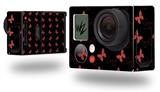 Pastel Butterflies Red on Black - Decal Style Skin fits GoPro Hero 3+ Camera (GOPRO NOT INCLUDED)