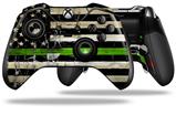 Painted Faded and Cracked Green Line USA American Flag - Decal Style Skin fits Microsoft XBOX One ELITE Wireless Controller (CONTROLLER NOT INCLUDED)
