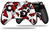 Butterflies Red - Decal Style Skin fits Microsoft XBOX One ELITE Wireless Controller (CONTROLLER NOT INCLUDED)