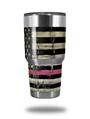 Skin Decal Wrap for Yeti Tumbler Rambler 30 oz Painted Faded and Cracked Pink Line USA American Flag (TUMBLER NOT INCLUDED)