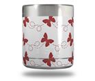 Skin Decal Wrap for Yeti Rambler Lowball - Pastel Butterflies Red on White (CUP NOT INCLUDED)