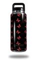 Skin Decal Wrap for Yeti Rambler Bottle 36oz Pastel Butterflies Red on Black (YETI NOT INCLUDED)