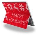 Decal Style Vinyl Skin for Microsoft Surface Pro 4 - Ugly Holiday Christmas Sweater - Happy Holidays Sweater Red 01 -  (SURFACE NOT INCLUDED)