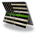 Decal Style Vinyl Skin for Microsoft Surface Pro 4 - Painted Faded and Cracked Green Line USA American Flag -  (SURFACE NOT INCLUDED)