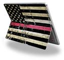 Decal Style Vinyl Skin for Microsoft Surface Pro 4 - Painted Faded and Cracked Pink Line USA American Flag -  (SURFACE NOT INCLUDED)