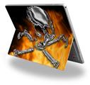 Decal Style Vinyl Skin for Microsoft Surface Pro 4 - Chrome Skull on Fire -  (SURFACE NOT INCLUDED)