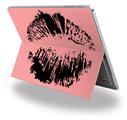 Decal Style Vinyl Skin for Microsoft Surface Pro 4 - Big Kiss Lips Black on Pink -  (SURFACE NOT INCLUDED)