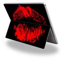 Decal Style Vinyl Skin for Microsoft Surface Pro 4 - Big Kiss Lips Red on Black -  (SURFACE NOT INCLUDED)