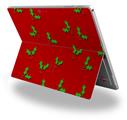 Decal Style Vinyl Skin for Microsoft Surface Pro 4 - Christmas Holly Leaves on Red -  (SURFACE NOT INCLUDED)