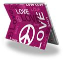 Decal Style Vinyl Skin for Microsoft Surface Pro 4 - Love and Peace Hot Pink -  (SURFACE NOT INCLUDED)